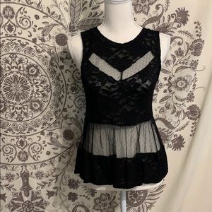 COPY - Black lace peplum tank top
